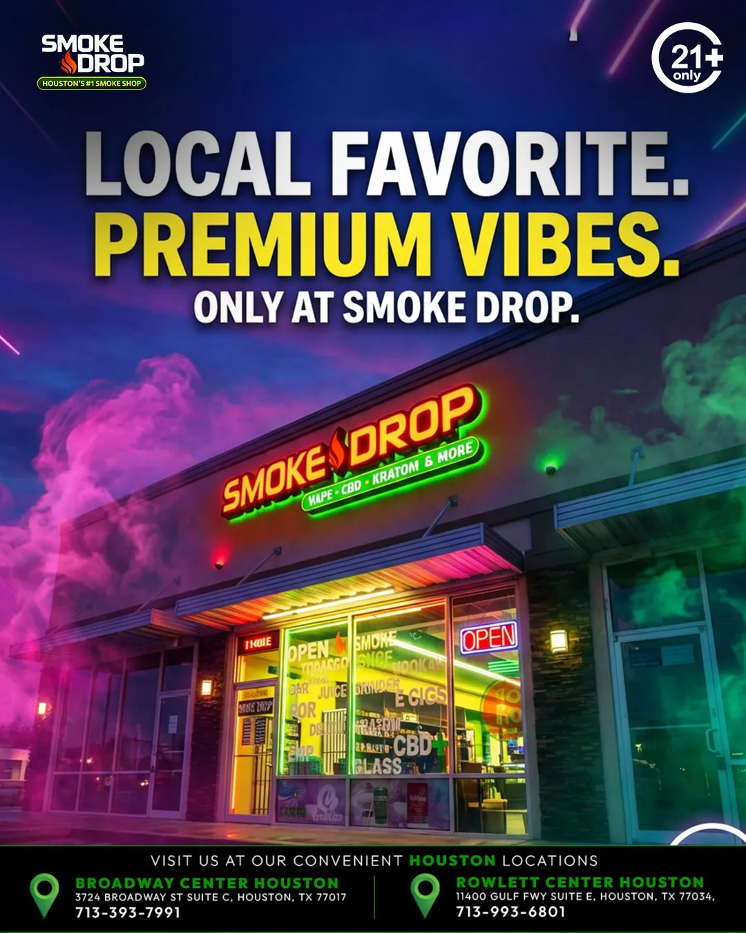Premium glass pipes at Smoke Drop Houston